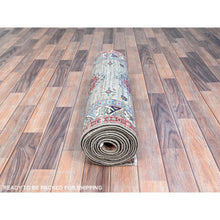 Load image into Gallery viewer, 2&#39;9&quot;x13&#39;1&quot; Battleship Gray, 100% Wool Denser Weave Medallions All Over Hand Knotted Super Kazak Natural Dyes Oversized Oriental Runner Rug Sh128 FWR768