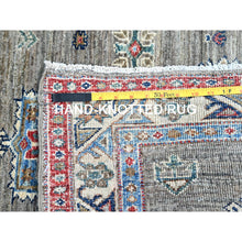 Load image into Gallery viewer, 2&#39;9&quot;x13&#39;1&quot; Battleship Gray, 100% Wool Denser Weave Medallions All Over Hand Knotted Super Kazak Natural Dyes Oversized Oriental Runner Rug Sh128 FWR768