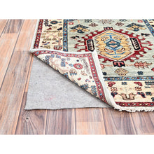 Load image into Gallery viewer, 2&#39;8&quot;x13&#39;1&quot; Pigeon Gray, Afghan Super Kazak All Over Geometric Elements Super Soft Wool Hand Knotted Densely Woven Vegetable Dyes Oriental Runner Rug Sh130 FWR780