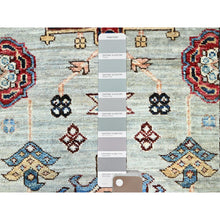 Load image into Gallery viewer, 2&#39;8&quot;x13&#39;1&quot; Pigeon Gray, Afghan Super Kazak All Over Geometric Elements Super Soft Wool Hand Knotted Densely Woven Vegetable Dyes Oriental Runner Rug Sh130 FWR780