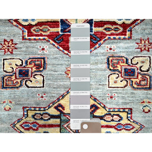 2'9"x11'8" Belgian Block Gray, Natural Wool, Denser Weave, Hand Knotted, Super Kazak, All Over Medallions, Oriental Runner Rug Sh131 FWR786