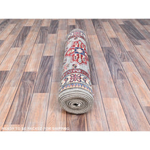 Load image into Gallery viewer, 2&#39;9&quot;x11&#39;8&quot; Belgian Block Gray, Natural Wool, Denser Weave, Hand Knotted, Super Kazak, All Over Medallions, Oriental Runner Rug Sh131 FWR786