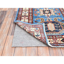 Load image into Gallery viewer, 2&#39;8&quot;x11&#39;8&quot; Pacific Coast Blue, Denser Weave Vibrant Tribal Medallions Natural Dyes Hand Knotted Afghan Super Kazak Oriental Runner Rug Sh132 FWR792