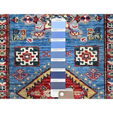 Load image into Gallery viewer, 2&#39;8&quot;x11&#39;8&quot; Pacific Coast Blue, Denser Weave Vibrant Tribal Medallions Natural Dyes Hand Knotted Afghan Super Kazak Oriental Runner Rug Sh132 FWR792