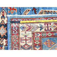 Load image into Gallery viewer, 2&#39;8&quot;x11&#39;8&quot; Pacific Coast Blue, Denser Weave Vibrant Tribal Medallions Natural Dyes Hand Knotted Afghan Super Kazak Oriental Runner Rug Sh132 FWR792