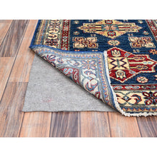 Load image into Gallery viewer, 2&#39;8&quot;x11&#39;9&quot; Gibraltar Blue, Hand Knotted Denser Weave All Over Geometric Patterns Afghan Super Kazak With Natural Dyes All Wool Oriental Runner Rug Sh133 FWR798