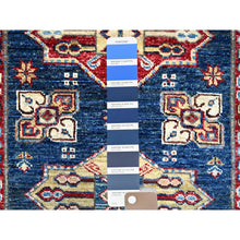 Load image into Gallery viewer, 2&#39;8&quot;x11&#39;9&quot; Gibraltar Blue, Hand Knotted Denser Weave All Over Geometric Patterns Afghan Super Kazak With Natural Dyes All Wool Oriental Runner Rug Sh133 FWR798