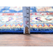 Load image into Gallery viewer, 2&#39;8&quot;x11&#39;9&quot; Gibraltar Blue, Hand Knotted Denser Weave All Over Geometric Patterns Afghan Super Kazak With Natural Dyes All Wool Oriental Runner Rug Sh133 FWR798