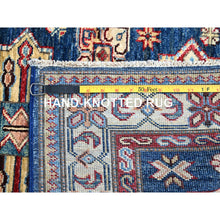 Load image into Gallery viewer, 2&#39;8&quot;x11&#39;9&quot; Gibraltar Blue, Hand Knotted Denser Weave All Over Geometric Patterns Afghan Super Kazak With Natural Dyes All Wool Oriental Runner Rug Sh133 FWR798