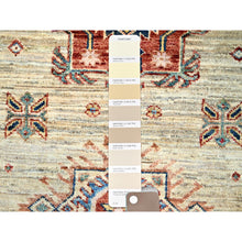 Load image into Gallery viewer, 2&#39;8&quot;x7&#39; Tescan Beige, Afghan Hand Knotted, Pure And Velvety Wool Densely Woven Geometric Patterns Super Kazak, Vegetable Dyes Runner Oriental Rug Sh134 FWR804