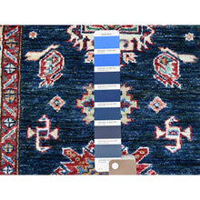 Load image into Gallery viewer, 2&#39;5&quot;x6&#39;9&quot; Brewers Blue, Natural Dyes Tribal Motifs Hand Knotted Pure And Velvety Wool Denser Weave Afghan Super Kazak Oriental Runner Rug Sh136 FWR816