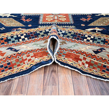 Load image into Gallery viewer, 9&#39;10&quot;x13&#39;7&quot; Astros Navy Blue, Armenian Inspired Caucasian Design, 200 KPSI, Hand Knotted with Small Bird Figurines, Velvety Wool, Densely Woven Vegetable Dyes Oriental Rug Sh144 FWR864