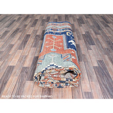 Load image into Gallery viewer, 9&#39;10&quot;x13&#39;7&quot; Astros Navy Blue, Armenian Inspired Caucasian Design, 200 KPSI, Hand Knotted with Small Bird Figurines, Velvety Wool, Densely Woven Vegetable Dyes Oriental Rug Sh144 FWR864