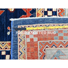 Load image into Gallery viewer, 9&#39;10&quot;x13&#39;7&quot; Astros Navy Blue, Armenian Inspired Caucasian Design, 200 KPSI, Hand Knotted with Small Bird Figurines, Velvety Wool, Densely Woven Vegetable Dyes Oriental Rug Sh144 FWR864