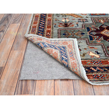 Load image into Gallery viewer, 4&#39;1&quot;x9&#39;10&quot; Misty Gray, Natural Dyes, Hand Knotted Densely Woven, Pure Wool, Armenian Inspired Caucasian Design, 200 KPSI, Runner Oriental Rug Sh146 FWR876