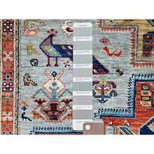 Load image into Gallery viewer, 4&#39;1&quot;x9&#39;10&quot; Misty Gray, Natural Dyes, Hand Knotted Densely Woven, Pure Wool, Armenian Inspired Caucasian Design, 200 KPSI, Runner Oriental Rug Sh146 FWR876