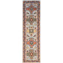 Load image into Gallery viewer, 2&#39;8&quot;x9&#39;7&quot; Platinum Gray, 200 KPSI Armenian Inspired Caucasian Design, Hand Knotted with Small Bird Figurines Organic Wool, Vegetable Dyes Densely Woven Runner Oriental Rug Sh148 FWR888