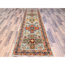 Load image into Gallery viewer, 2&#39;8&quot;x9&#39;7&quot; Platinum Gray, 200 KPSI Armenian Inspired Caucasian Design, Hand Knotted with Small Bird Figurines Organic Wool, Vegetable Dyes Densely Woven Runner Oriental Rug Sh148 FWR888