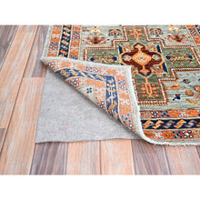 Load image into Gallery viewer, 2&#39;8&quot;x9&#39;7&quot; Platinum Gray, 200 KPSI Armenian Inspired Caucasian Design, Hand Knotted with Small Bird Figurines Organic Wool, Vegetable Dyes Densely Woven Runner Oriental Rug Sh148 FWR888