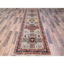 Load image into Gallery viewer, 2&#39;8&quot;x9&#39;7&quot; Mirage Gray, Velvety Wool, Densely Woven, 200 KPSI, Armenian Inspired Caucasian Design, Hand Knotted, Small Bird Figurines, Vegetable Dyes, Runner Oriental Rug Sh149 FWR894