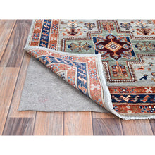 Load image into Gallery viewer, 2&#39;8&quot;x9&#39;7&quot; Mirage Gray, Velvety Wool, Densely Woven, 200 KPSI, Armenian Inspired Caucasian Design, Hand Knotted, Small Bird Figurines, Vegetable Dyes, Runner Oriental Rug Sh149 FWR894