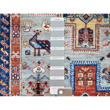 Load image into Gallery viewer, 2&#39;8&quot;x9&#39;7&quot; Mirage Gray, Velvety Wool, Densely Woven, 200 KPSI, Armenian Inspired Caucasian Design, Hand Knotted, Small Bird Figurines, Vegetable Dyes, Runner Oriental Rug Sh149 FWR894