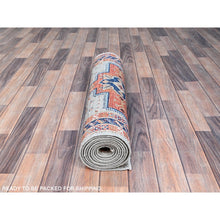 Load image into Gallery viewer, 2&#39;8&quot;x9&#39;7&quot; Mirage Gray, Velvety Wool, Densely Woven, 200 KPSI, Armenian Inspired Caucasian Design, Hand Knotted, Small Bird Figurines, Vegetable Dyes, Runner Oriental Rug Sh149 FWR894