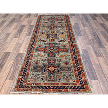 Load image into Gallery viewer, 2&#39;7&quot;x7&#39;6&quot; Rustic Gray with Colorful Armenian Inspired Caucasian Design, Small Bird Figurines, All Wool, Densely Woven, 200 KPSI, Hand Knotted, Natural Dyes, Runner Oriental Rug Sh150 FWR900