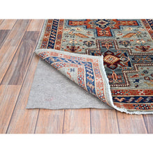 Load image into Gallery viewer, 2&#39;7&quot;x7&#39;6&quot; Rustic Gray with Colorful Armenian Inspired Caucasian Design, Small Bird Figurines, All Wool, Densely Woven, 200 KPSI, Hand Knotted, Natural Dyes, Runner Oriental Rug Sh150 FWR900