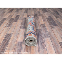 Load image into Gallery viewer, 2&#39;7&quot;x7&#39;6&quot; Rustic Gray with Colorful Armenian Inspired Caucasian Design, Small Bird Figurines, All Wool, Densely Woven, 200 KPSI, Hand Knotted, Natural Dyes, Runner Oriental Rug Sh150 FWR900