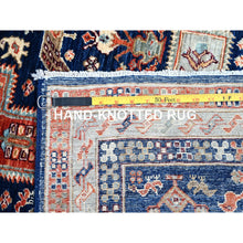 Load image into Gallery viewer, 2&#39;7&quot;x7&#39;9&quot; Broncos Navy Blue, Runner, Armenian Inspired Caucasian Design, Pure And Soft Wool, Hand Knotted, Natural Dyes, Denser Weave, Small Bird Figurines, 200 KPSI, Oriental Rug Sh154 FWR924