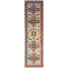 Load image into Gallery viewer, 2&#39;8&quot;x9&#39;8&quot; Puritan Gray With Small Bird Figurines, 200 KPSI, Organic Wool, Hand Knotted, Denser Weave, Vegetable Dyes, Colorful Armenian Inspired Caucasian Design, Runner Oriental Rug Sh155 FWR930