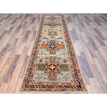 Load image into Gallery viewer, 2&#39;8&quot;x9&#39;8&quot; Puritan Gray With Small Bird Figurines, 200 KPSI, Organic Wool, Hand Knotted, Denser Weave, Vegetable Dyes, Colorful Armenian Inspired Caucasian Design, Runner Oriental Rug Sh155 FWR930