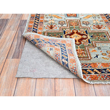 Load image into Gallery viewer, 2&#39;8&quot;x9&#39;8&quot; Puritan Gray With Small Bird Figurines, 200 KPSI, Organic Wool, Hand Knotted, Denser Weave, Vegetable Dyes, Colorful Armenian Inspired Caucasian Design, Runner Oriental Rug Sh155 FWR930