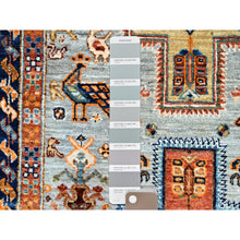 Load image into Gallery viewer, 2&#39;8&quot;x9&#39;8&quot; Puritan Gray With Small Bird Figurines, 200 KPSI, Organic Wool, Hand Knotted, Denser Weave, Vegetable Dyes, Colorful Armenian Inspired Caucasian Design, Runner Oriental Rug Sh155 FWR930