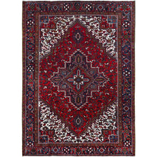 Load image into Gallery viewer, 7&#39;9&quot;x10&#39;9&quot; Ruby Red With Geometric Medallion, Sides And Ends Secured Professionally, Tribal Weave, Hand Knotted, 100% Wool, Cropped Thin, Semi Antique Oriental Rug Sh174 FWR1044