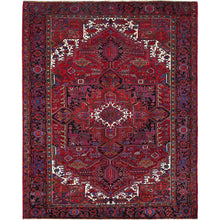 Load image into Gallery viewer, 8&#39;4&quot;x11&#39; Barn Red With Geometric Centre Element, Mint Condition, Clean, Cropped Thin, Sides And Ends Secured Professionally, Hand Knotted, Soft Wool, Persian Heriz, Tribal Weaving, Vintage Oriental Rug Sh179 FWR1074