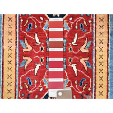 Load image into Gallery viewer, 2&#39;9&quot;x17&#39;5&quot; Fire Engine Red, Natural Dyes With Tribal Elements, Narrow, Soft And Velvety Wool, Hand Knotted, Afghan Peshawar Serapi Heriz, Densely Woven, Runner Oriental Rug Sh187 FWR1122