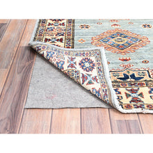 Load image into Gallery viewer, 2&#39;9&quot;x15&#39;5&quot; Puritan Gray, Geometric Elements Oriental Afghan Super Kazak 100% Wool Hand Knotted Denser Weave Natural Dyes Runner Rug Sh190 FWR1140