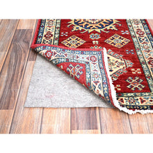 Load image into Gallery viewer, 2&#39;x6&#39;1&quot; Cherry Red, Super Kazak All Wool Tribal Motifs Hand Knotted Vegetable Dyes Densely Woven Runner Oriental Rug Sh191 FWR1146