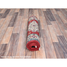 Load image into Gallery viewer, 2&#39;x6&#39;1&quot; Cherry Red, Super Kazak All Wool Tribal Motifs Hand Knotted Vegetable Dyes Densely Woven Runner Oriental Rug Sh191 FWR1146