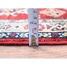 Load image into Gallery viewer, 2&#39;x6&#39;1&quot; Cherry Red, Super Kazak All Wool Tribal Motifs Hand Knotted Vegetable Dyes Densely Woven Runner Oriental Rug Sh191 FWR1146