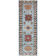 Load image into Gallery viewer, 2&#39;x6&#39;1&quot; Quite Gray, Natural Dyes, Super Kazak, Denser Weave Hand Knotted, All Over Pattern, Shiny And Soft Wool, Oriental Runner Rug Sh198 FWR1188