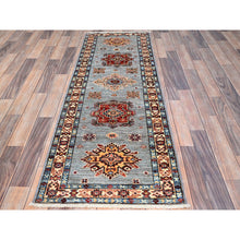 Load image into Gallery viewer, 2&#39;x6&#39;1&quot; Quite Gray, Natural Dyes, Super Kazak, Denser Weave Hand Knotted, All Over Pattern, Shiny And Soft Wool, Oriental Runner Rug Sh198 FWR1188