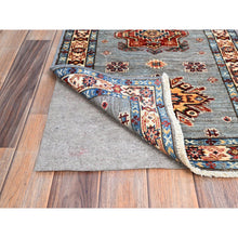 Load image into Gallery viewer, 2&#39;x6&#39;1&quot; Quite Gray, Natural Dyes, Super Kazak, Denser Weave Hand Knotted, All Over Pattern, Shiny And Soft Wool, Oriental Runner Rug Sh198 FWR1188