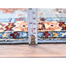 Load image into Gallery viewer, 2&#39;x6&#39;1&quot; Quite Gray, Natural Dyes, Super Kazak, Denser Weave Hand Knotted, All Over Pattern, Shiny And Soft Wool, Oriental Runner Rug Sh198 FWR1188