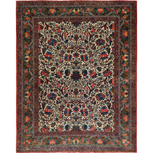 Load image into Gallery viewer, 10&#39;3&quot;x13&#39;5&quot; Lemon Icing with Alice Blue, Antique Persian Kashan, Flower and Fruit Design, Kork Wool with 300 KPSI, Full Pile, Soft and in Excellent Condition, Sides and Ends Professionally Secured, Oriental Rug Sh213 FWR1278