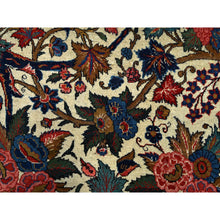 Load image into Gallery viewer, 10&#39;3&quot;x13&#39;5&quot; Lemon Icing with Alice Blue, Antique Persian Kashan, Flower and Fruit Design, Kork Wool with 300 KPSI, Full Pile, Soft and in Excellent Condition, Sides and Ends Professionally Secured, Oriental Rug Sh213 FWR1278