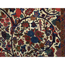 Load image into Gallery viewer, 10&#39;3&quot;x13&#39;5&quot; Lemon Icing with Alice Blue, Antique Persian Kashan, Flower and Fruit Design, Kork Wool with 300 KPSI, Full Pile, Soft and in Excellent Condition, Sides and Ends Professionally Secured, Oriental Rug Sh213 FWR1278