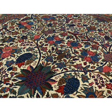 Load image into Gallery viewer, 10&#39;3&quot;x13&#39;5&quot; Lemon Icing with Alice Blue, Antique Persian Kashan, Flower and Fruit Design, Kork Wool with 300 KPSI, Full Pile, Soft and in Excellent Condition, Sides and Ends Professionally Secured, Oriental Rug Sh213 FWR1278